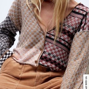 Free People Ready Set Go Cardigan Checkered